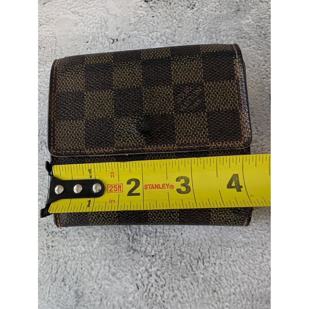 AUTHENTICATED LOUIS VUITTON DAMIER EBENE COMPACT TRIFOLD WALLET WITH COA - Picture 12 of 13